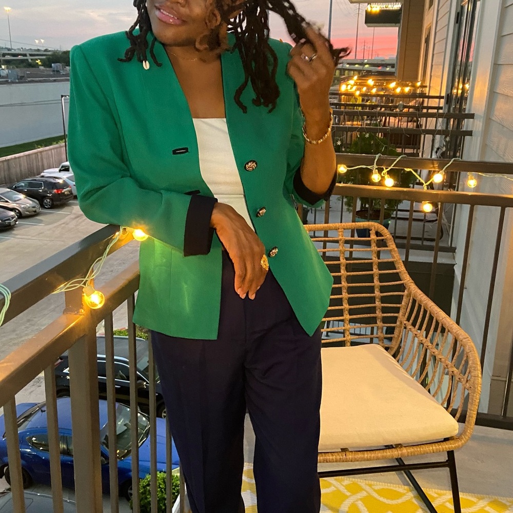Vintage Kasper Green Blazer with gold buttons